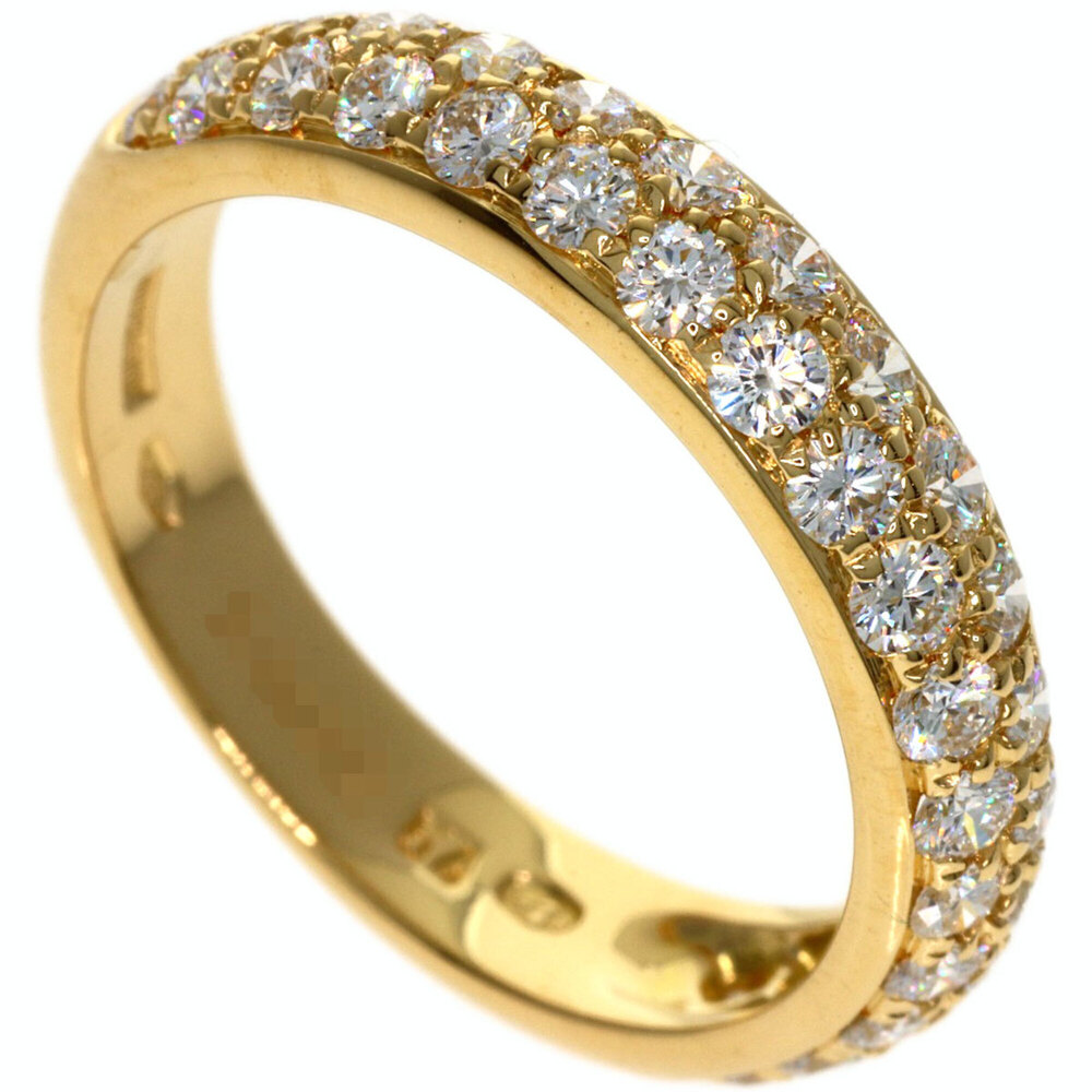 Boucheron Half Pave Diamond Ring #54, 18K Yellow Gold, Women's.